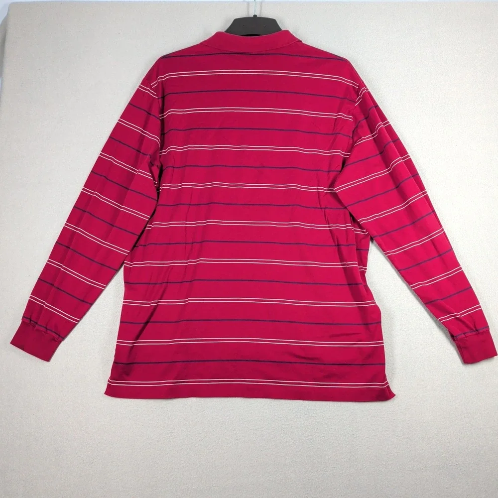 Polo‎ Ralph Lauren Polo Shirt Mens XL Red Striped Pima Cotton Long Sleeve Casual